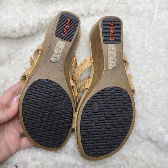 Vionic Park Radia Wedge‎ Sandal Orthoheel cork tan sz 7 - Picture 6 of 7